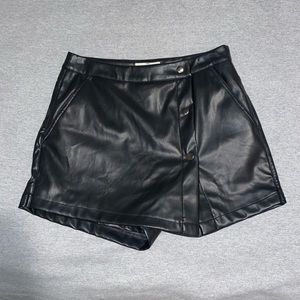 Black leather skort